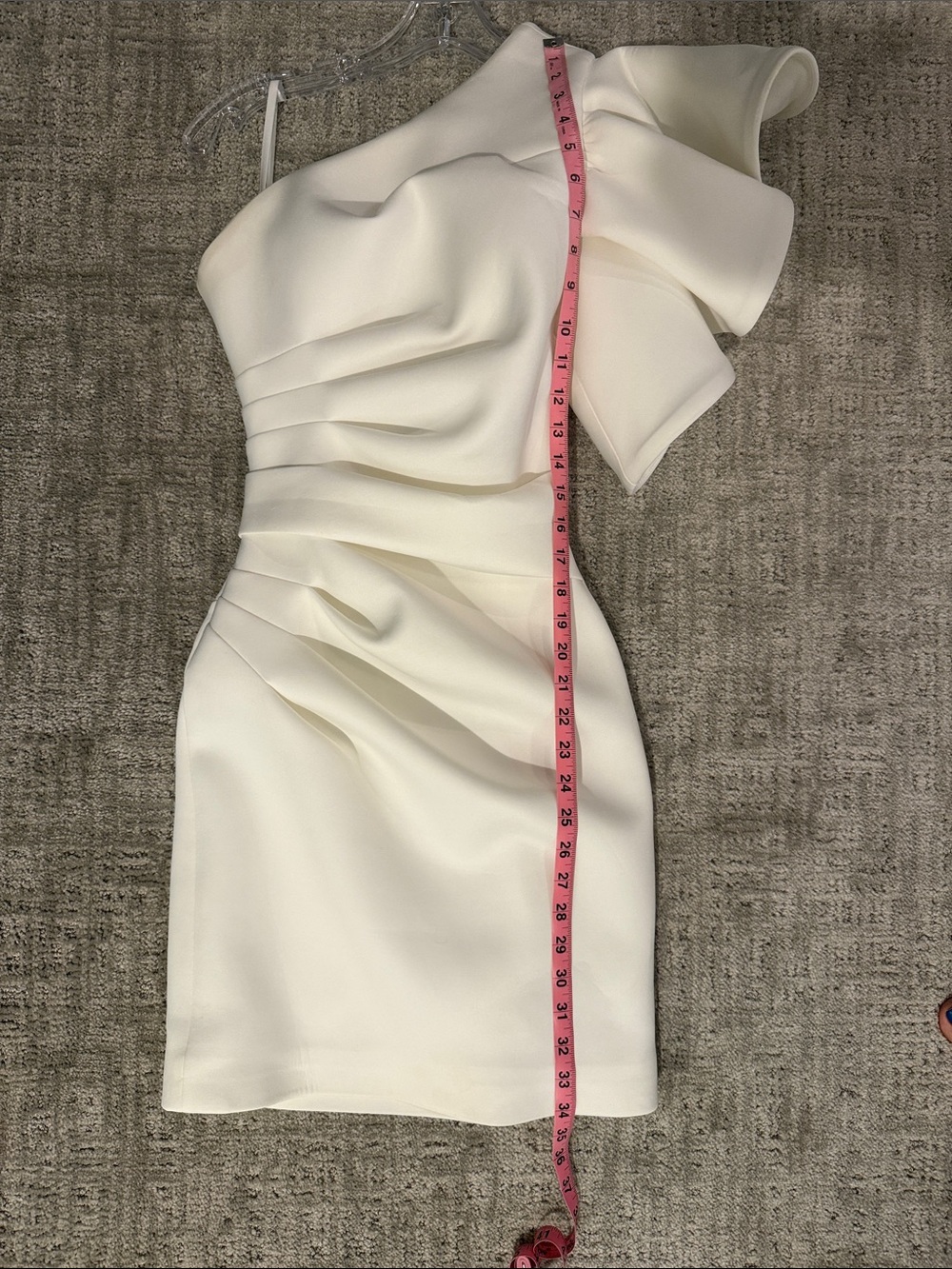 Elegant One-Shoulder Ruffle White Cocktail Dress. - Picture 5 of 8